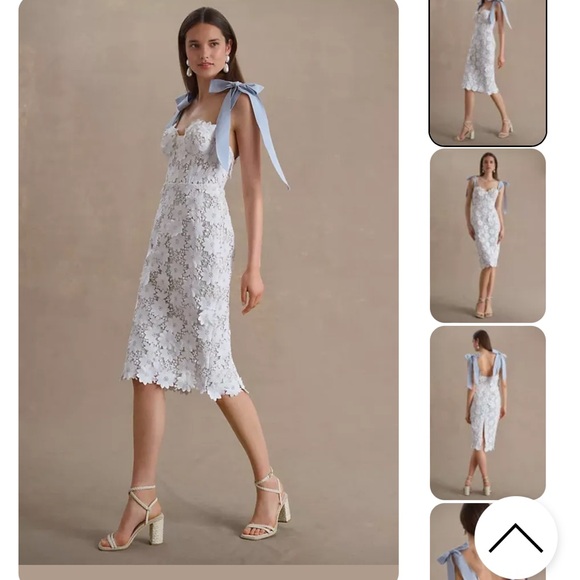 Watters Dresses | Watters Ambrosia Bow-Strap Lace Midi Dress Size 8 | Color: Blue | Size: 8 | Connolcx's Closet
